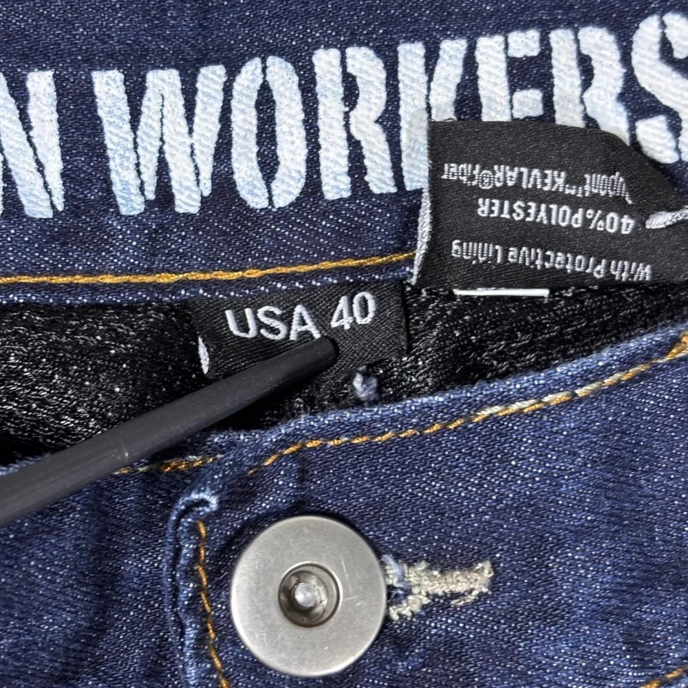 Iron Workers 10398 Mens Motorcycle Riding Jeans Blue Denim Straight Leg Size 40